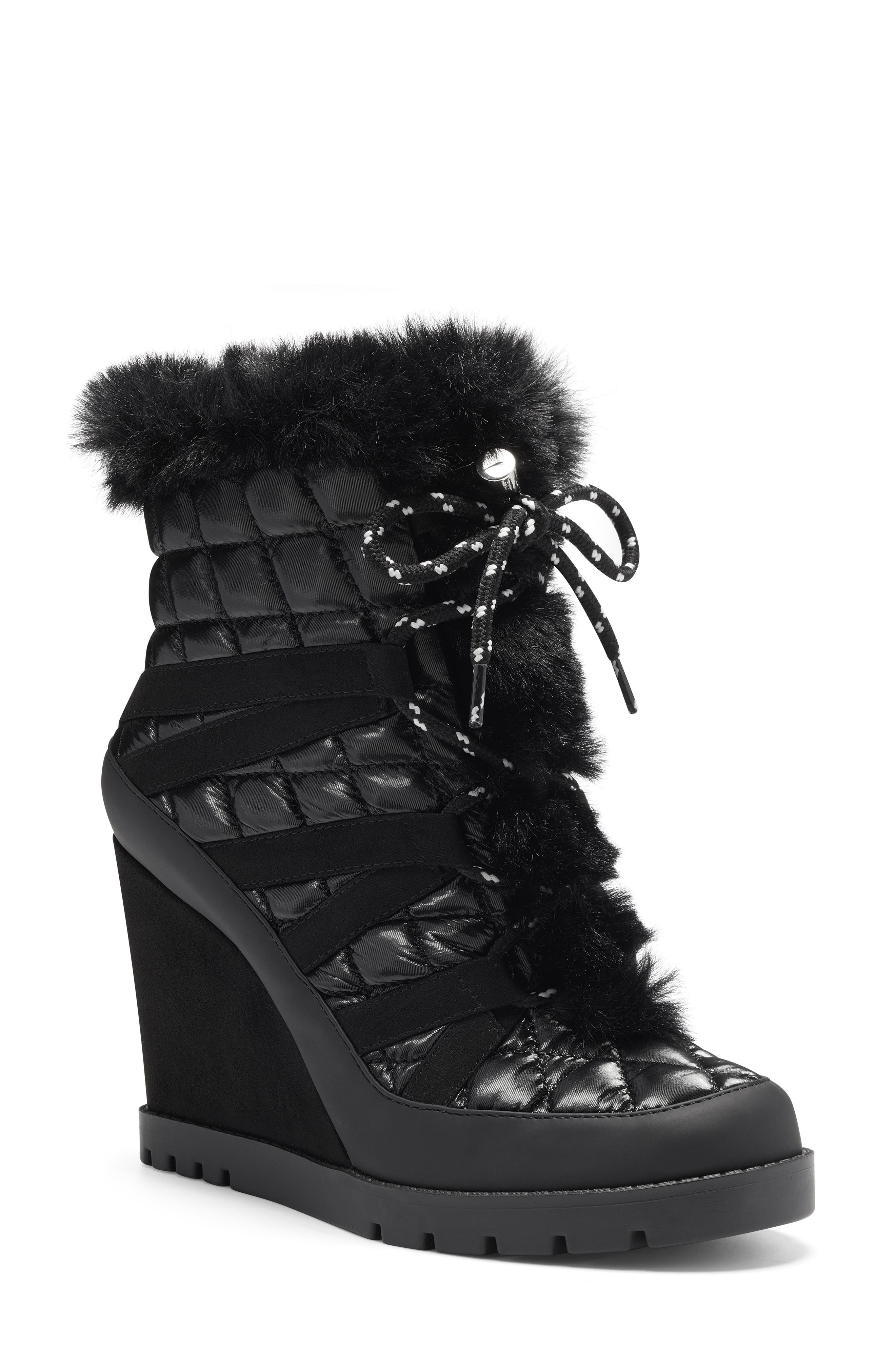 Jessica Simpson Brixel Lace-Up Boot with Faux Fur Trim, Main, color, 