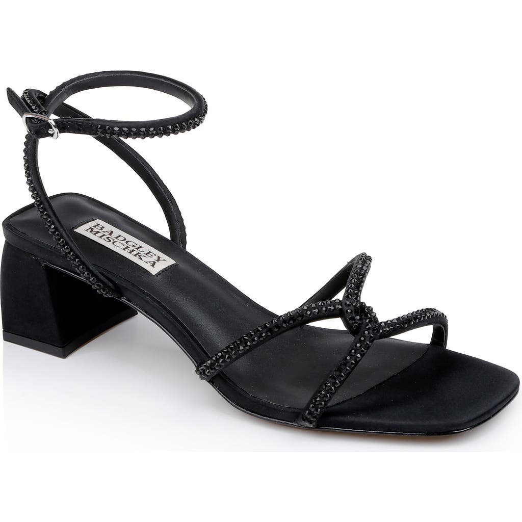 Shop Badgley Mischka Collection Brisa Ankle Strap Sandal In Black Satin