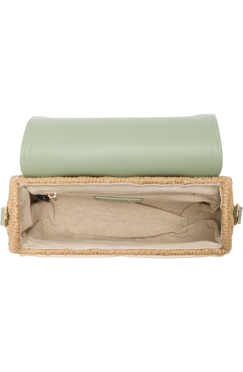 URBAN EXPRESSIONS HANDBAGS Straw & Faux Leather Crossbody Bag, Alternate, color, Sage Camel