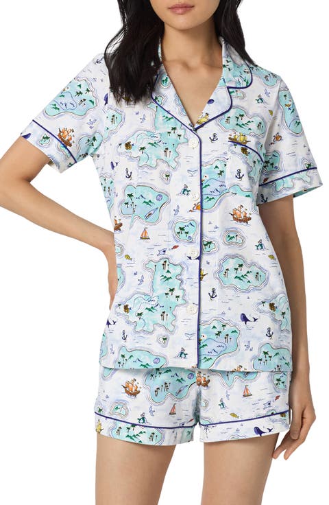 Print Stretch Organic Cotton Short Pajamas
