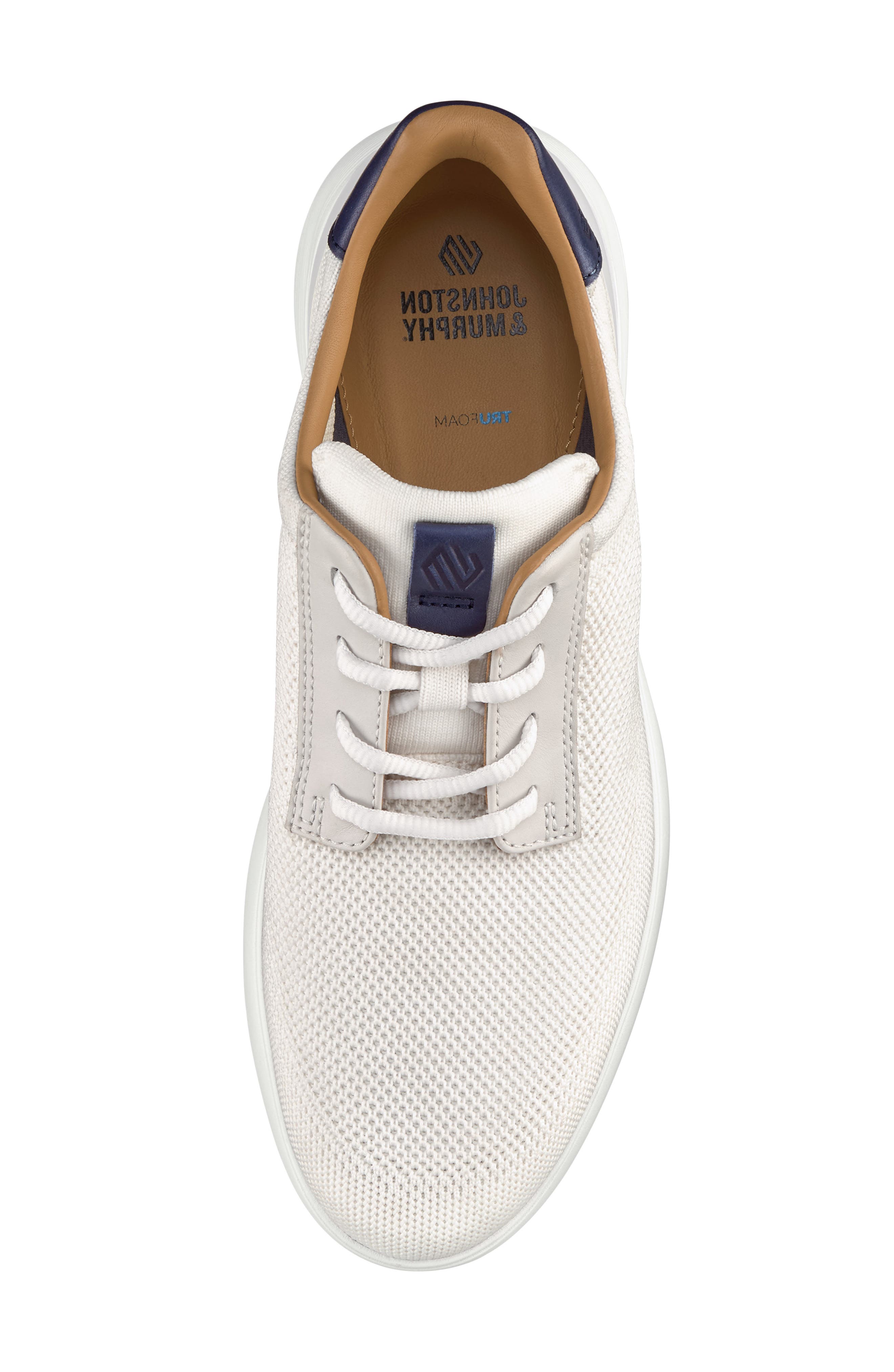 Johnston & Murphy Ackerson Knit Plain Toe Sneaker, Alternate, color, White Knit
