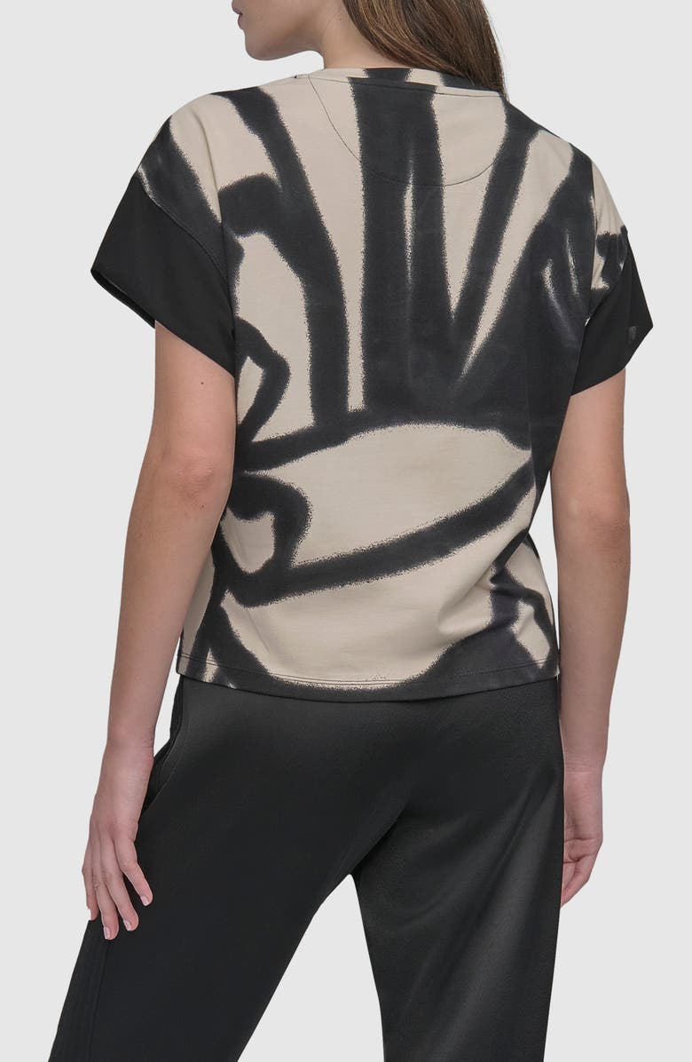 DKNY Print Cotton Blend Top, Alternate, color, Floral Black