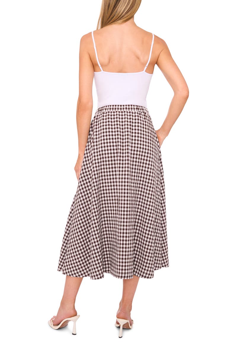 Gingham Midi Skirt, Alternate, color, CHICORY COFFEE