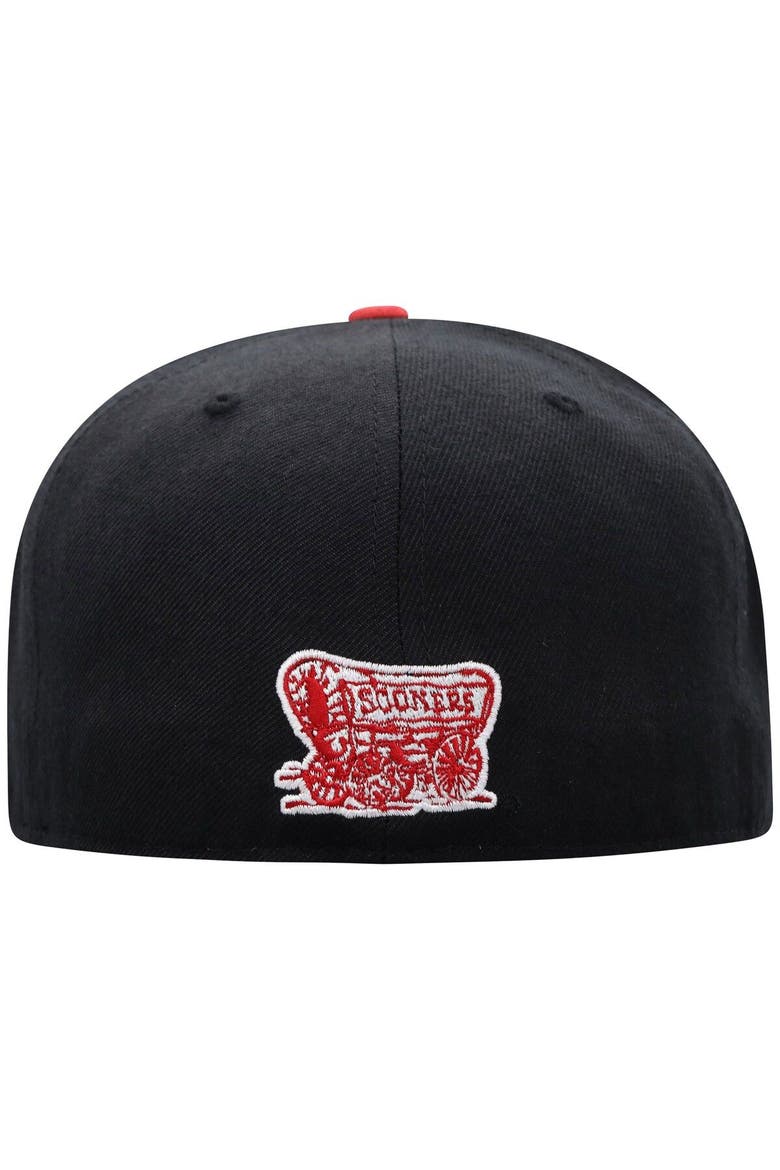 Men's Top of the World Black/Crimson Oklahoma Sooners Team Color Two-Tone Fitted Hat, Alternate, color, Black