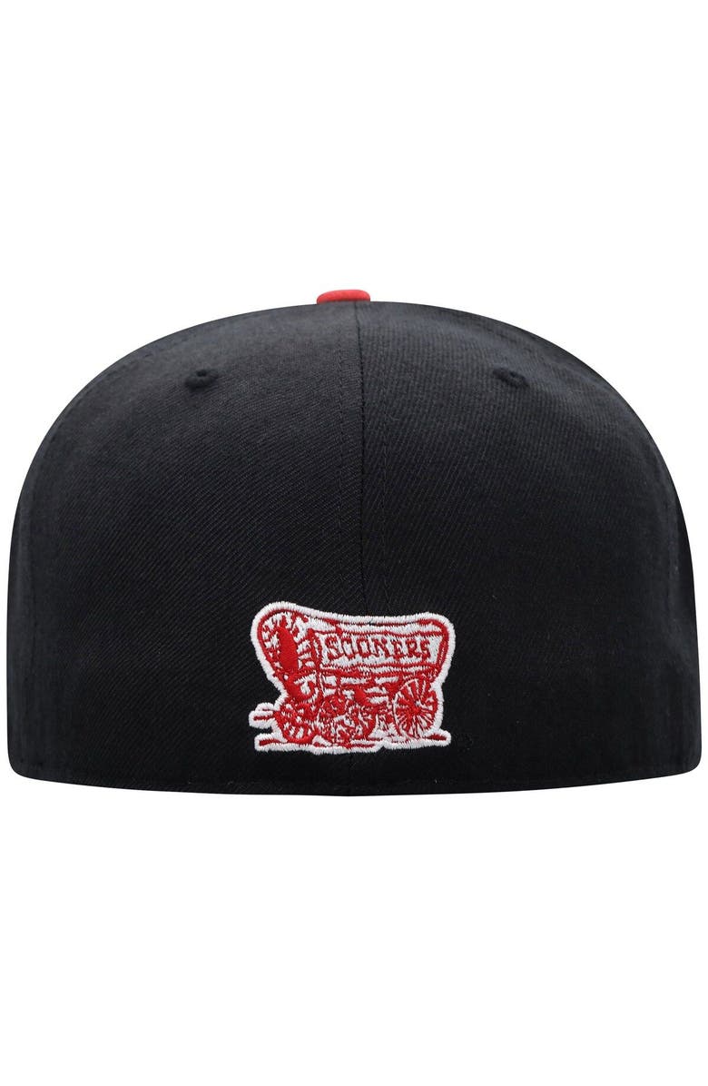 TOP OF THE WORLD Men's Top of the World Black/Crimson Oklahoma Sooners Team Color Two-Tone Fitted Hat, Alternate, color, Black