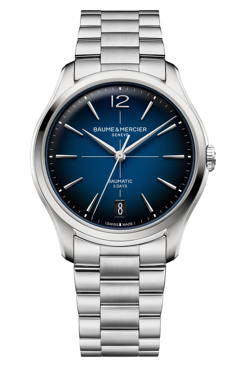 Clifton Baumatic Bracelet Watch, 39mm, Main, color, BLUE
