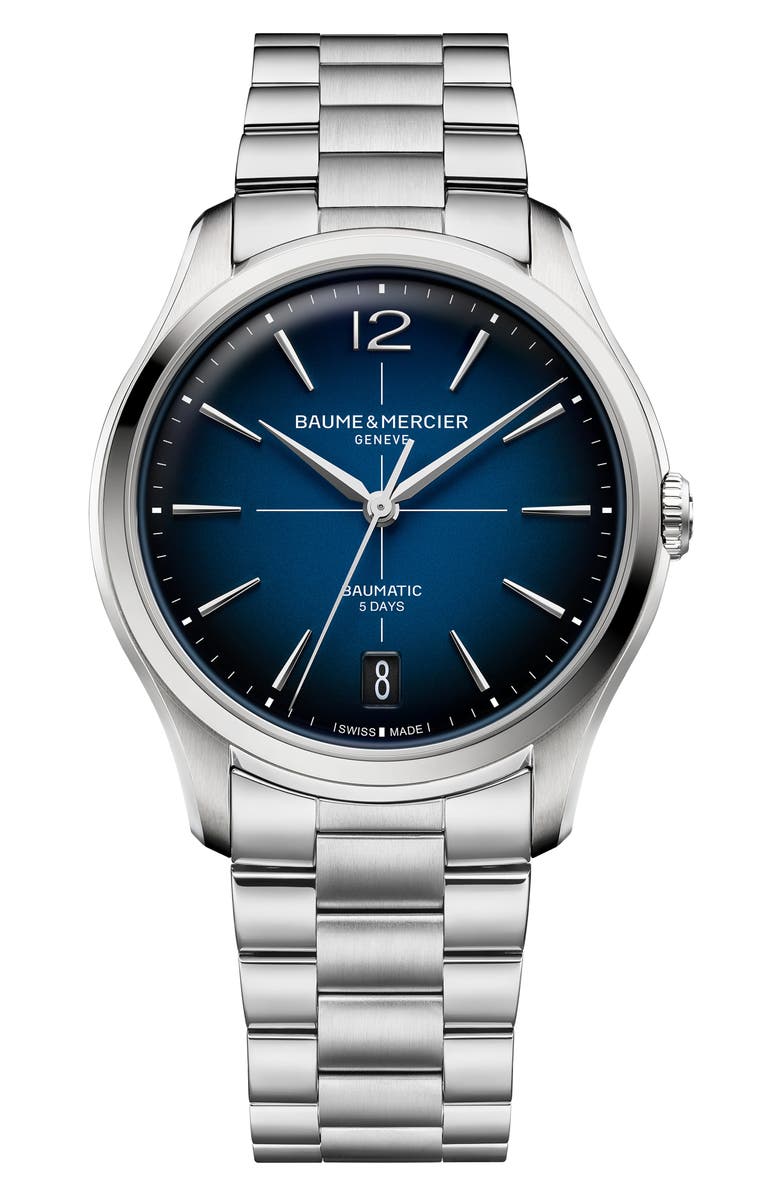 Baume & Mercier Clifton Baumatic Bracelet Watch, 39mm, Main, color, Blue