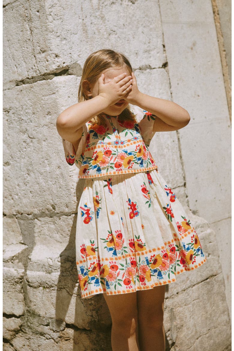 Kids' Cape Floral Cotton Dress, Alternate, color, MULTI VINTAGE FLORAL PLACEMENT