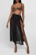 TA3 Sheer Slit Mini Cover-Up Skirt