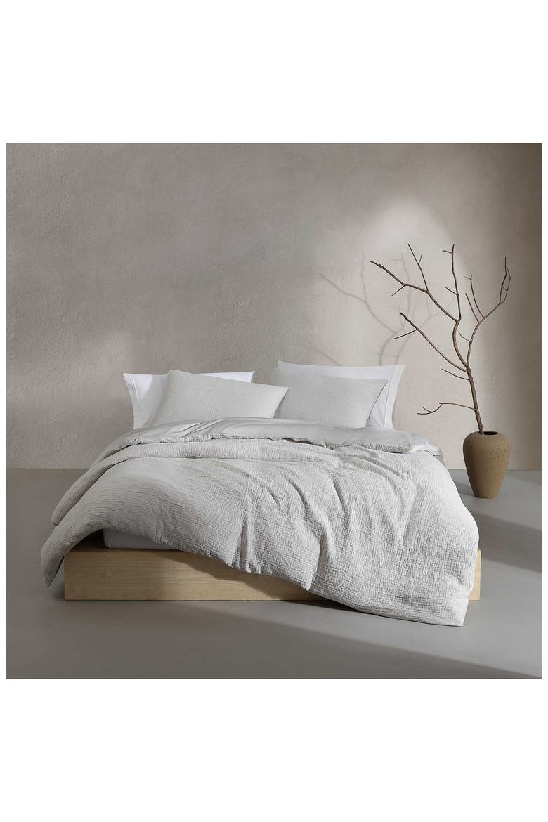 Textured Cotton Duvet & Shams Set, Alternate, color, GREY