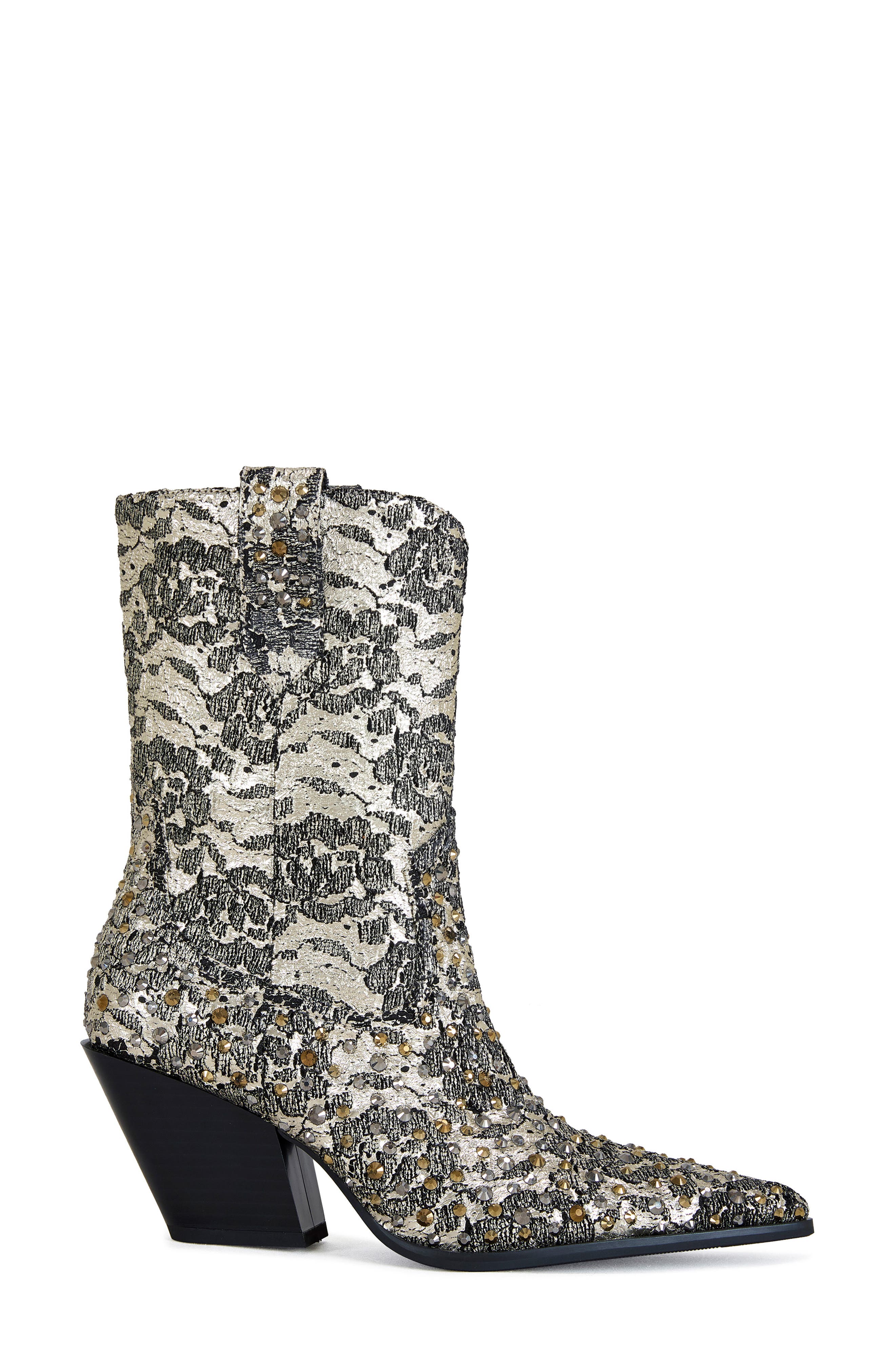 AZALEA WANG Zirenne Stud Bootie, Alternate, color, Gold Black