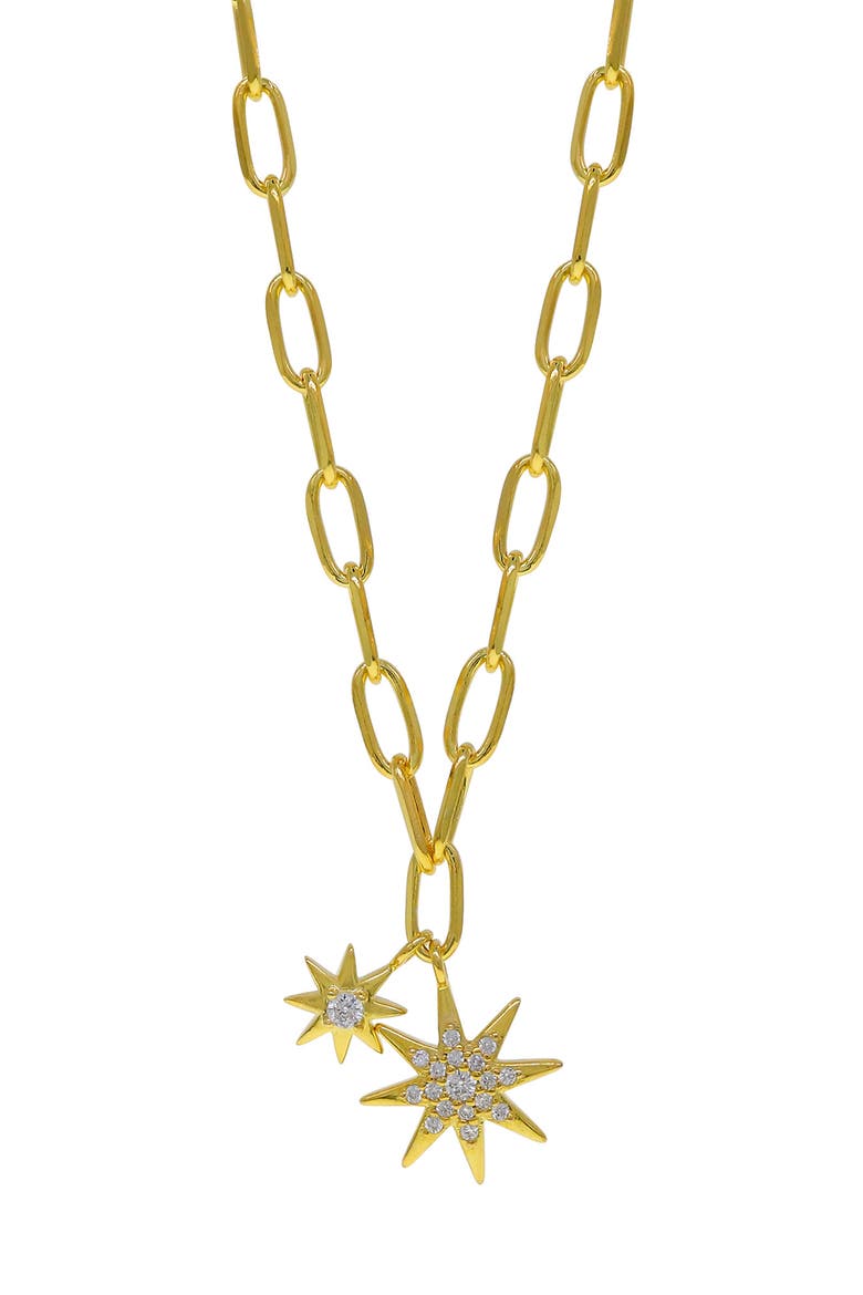 Cubic Zirconia Star Pendant Paper Clip Chain Necklace, Main, color, GOLD