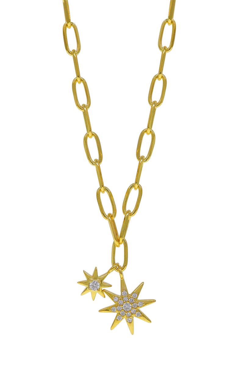 CANDELA JEWELRY Cubic Zirconia Star Pendant Paper Clip Chain Necklace, Main, color, 