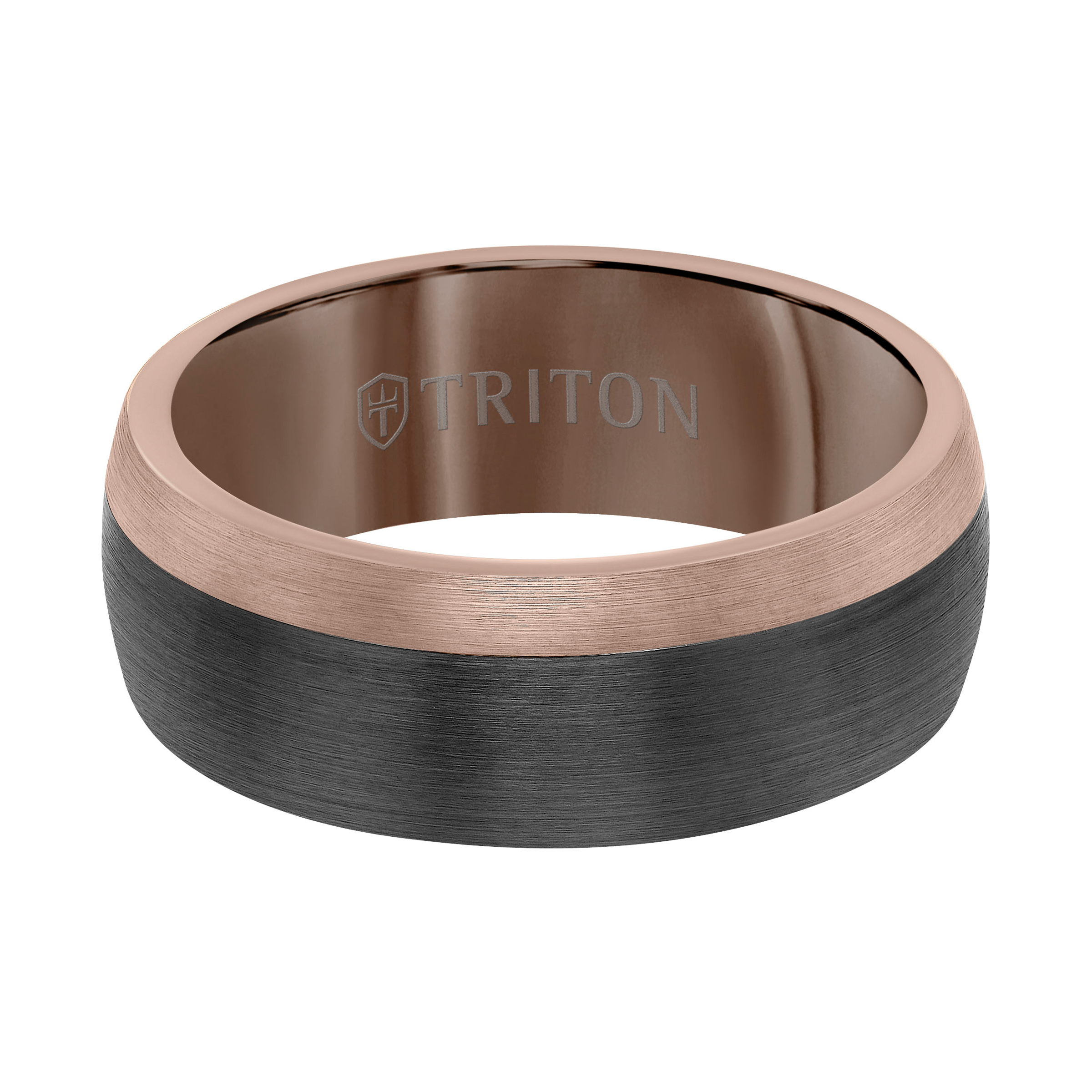 Triton 8MM Espresso Tungsten Carbide Ring with Color Blocking and Dome ...