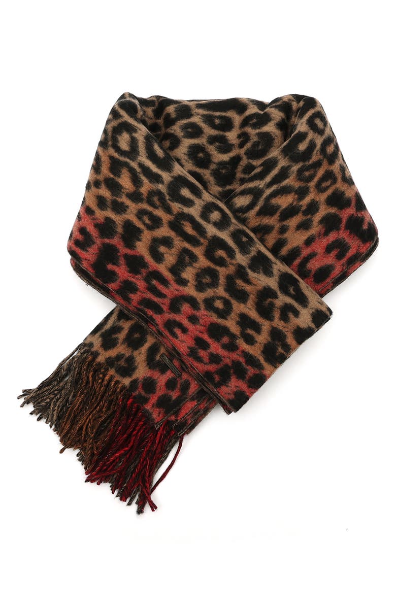 AllSaints Leopard Wool Scarf, Alternate, color, Natural Multi