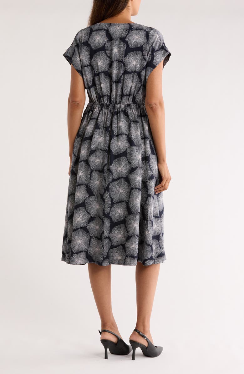 NORDSTROM RACK Short Sleeve Button Front Dress, Alternate, color, Navy- Grey Floral Burst