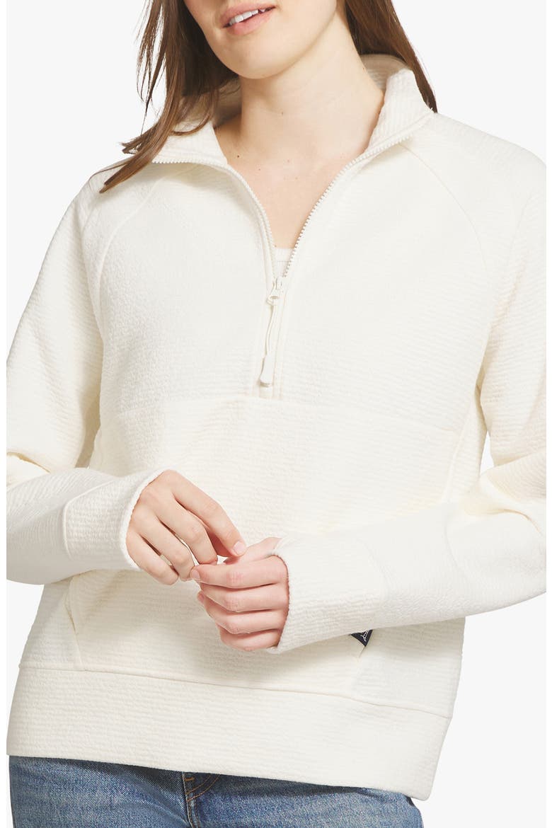 Jacquard Quarter Zip Pullover, Main, color, EGRET