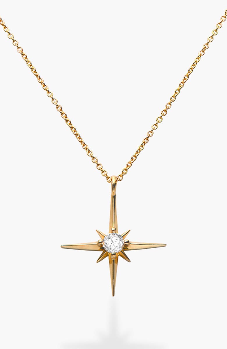 Oak & Luna Northern Star Necklace with 0.3ct Diamond, Main, color, Gold Vermeil