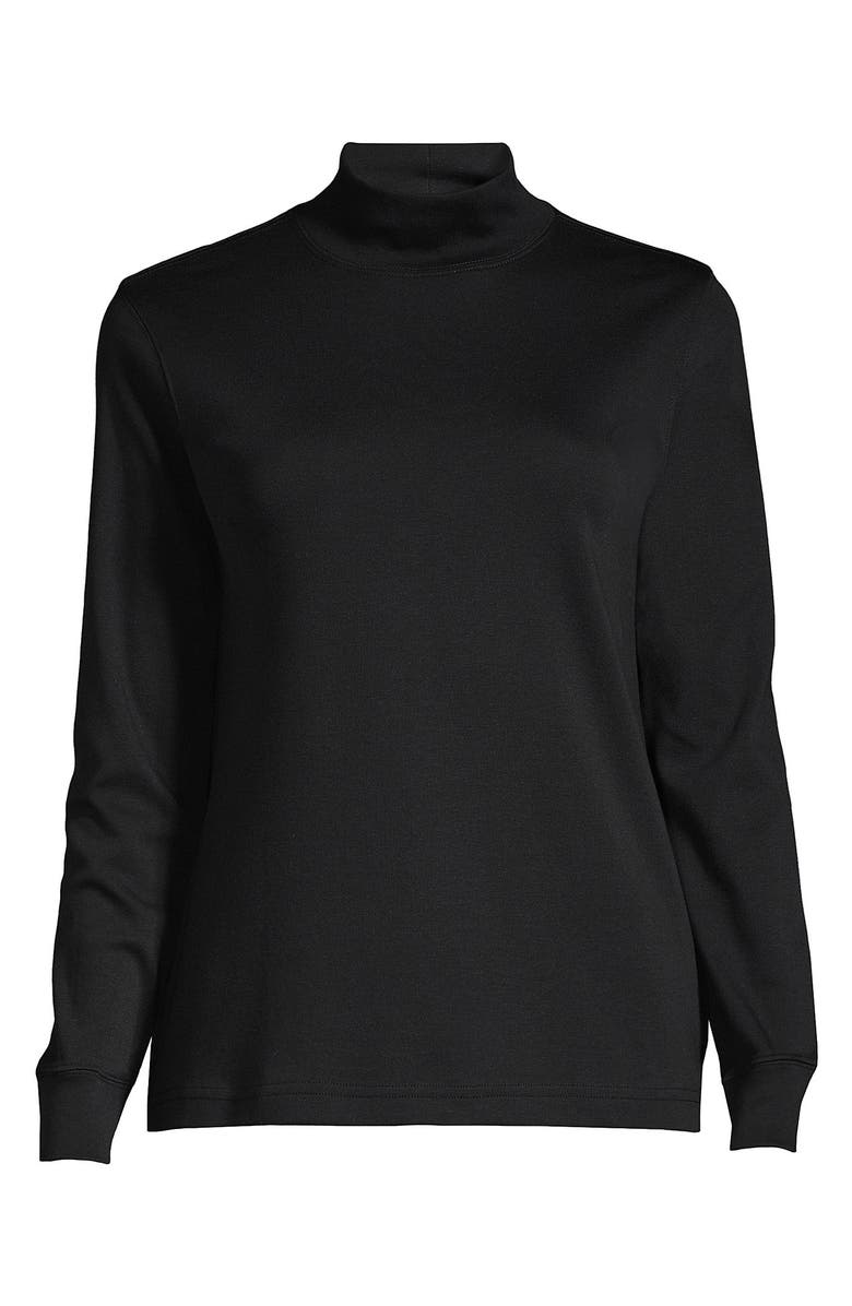 Lands' End Long Sleeve Supima Mock Turtleneck, Alternate, color, Black