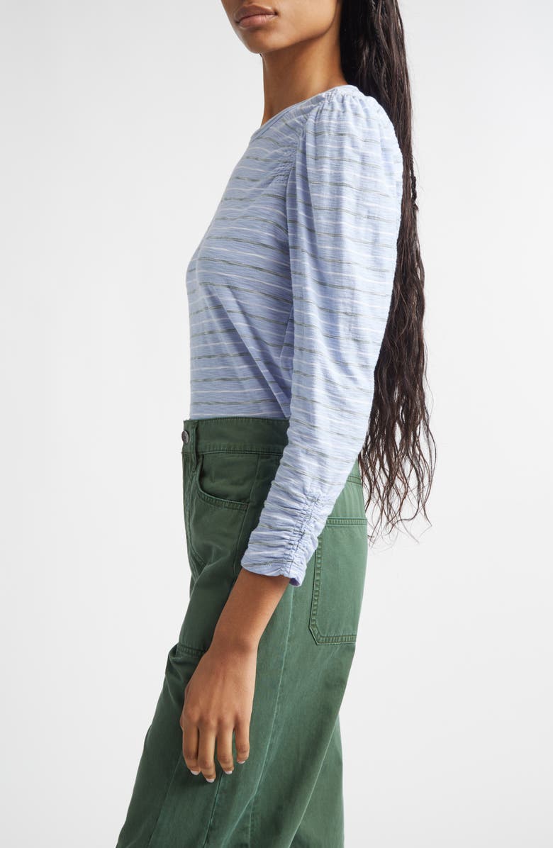 Veronica Beard Bouvet Puff Sleeve Cotton T-Shirt, Alternate, color, Ice Blue Multi