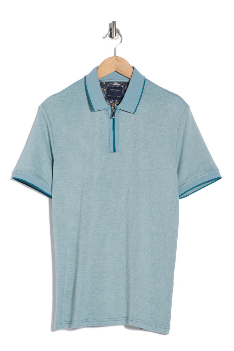 Tipped Quarter Zip Knit Polo, Alternate, color, TEAL