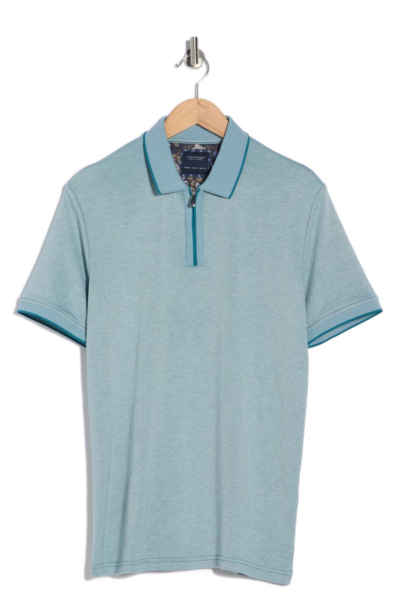 DENIM AND FLOWER Tipped Quarter Zip Knit Polo, Main, color, 