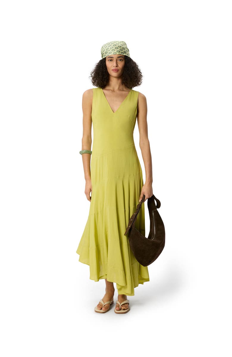 22454328 V-Neck Tiered Sleeveless Midi Dress, Main, color, Pale Green