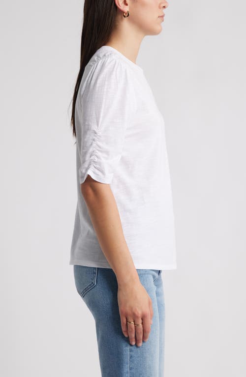 Caslonr Caslon(r) Puff Sleeve Cotton Blend T-shirt In White