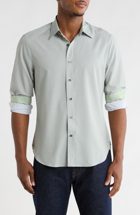 Slim Fit Geometric 4-Way Stretch Button-Up Shirt