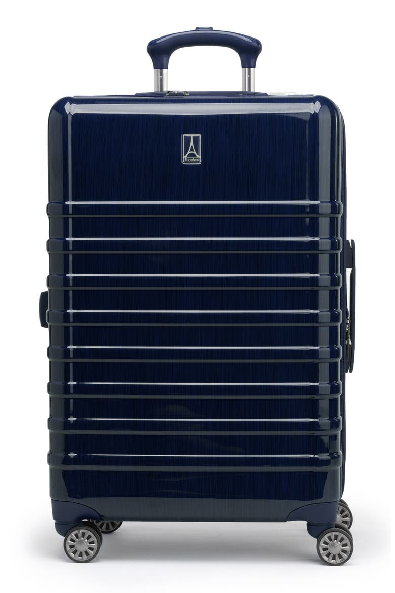 Rollmaster Lite 24 Inch Expandable Hardside Spinner Suitcase, Main, color, DARK NAVY BLACK BRUSHED