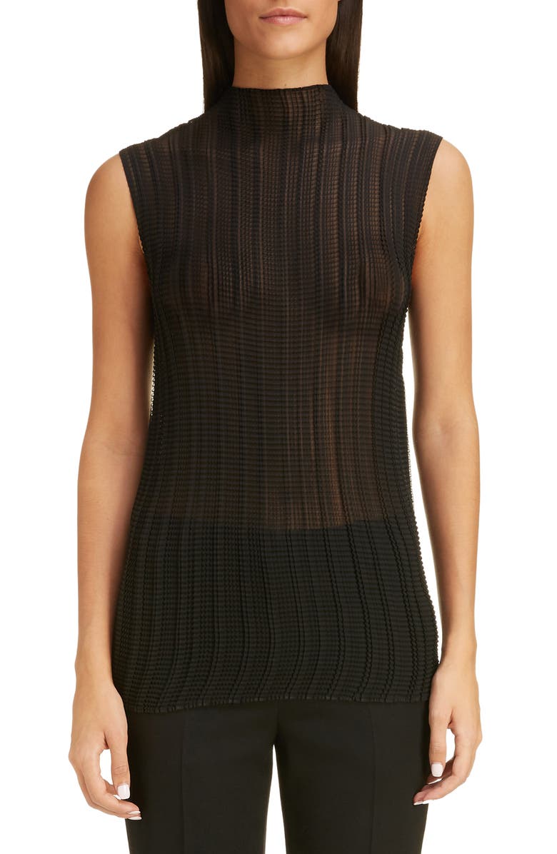 Givenchy Pleated Crinkle Georgette Sleeveless Blouse, Main, color, 