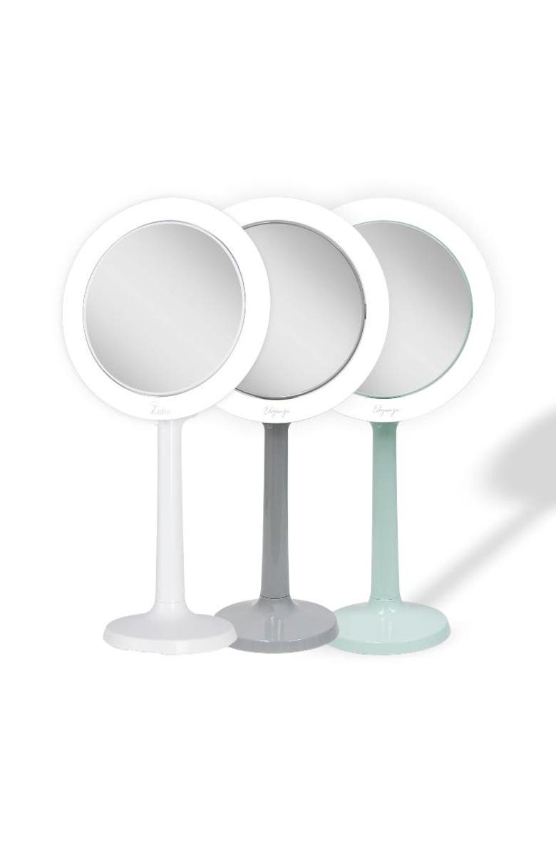 Zadro Hudson Lighted Makeup Mirror with 8X/1X Magnifications & Suction Cup, Alternate, color, White