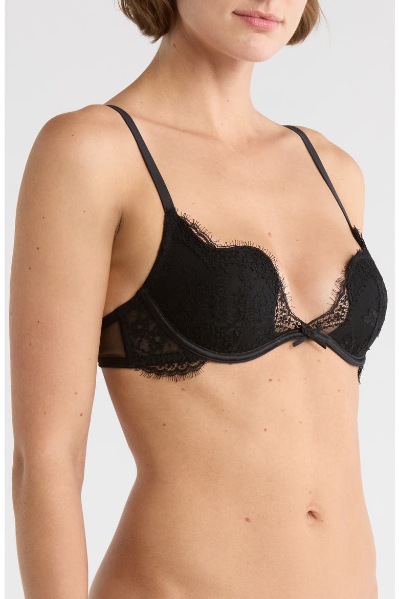 Frankie Underwire Lace Plunge Demi Bra, Alternate, color, BLACK