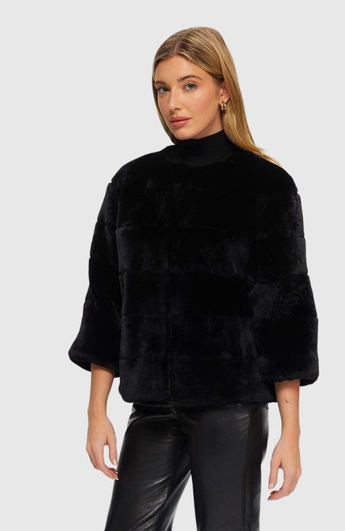 Gorski Shearling Lamb Jacket With 3/4 Sleeves In Black