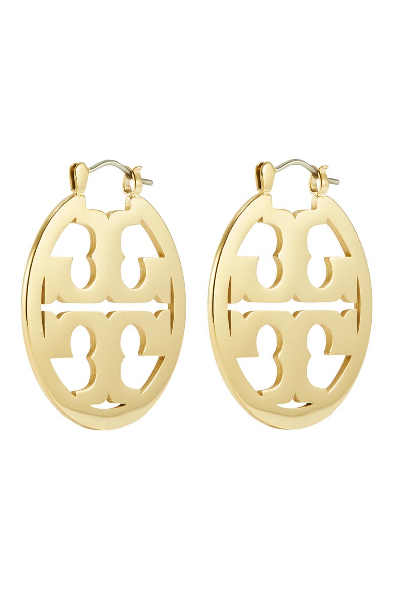 Small Icon Hoop Earrings, Alternate, color, TORY GOLD
