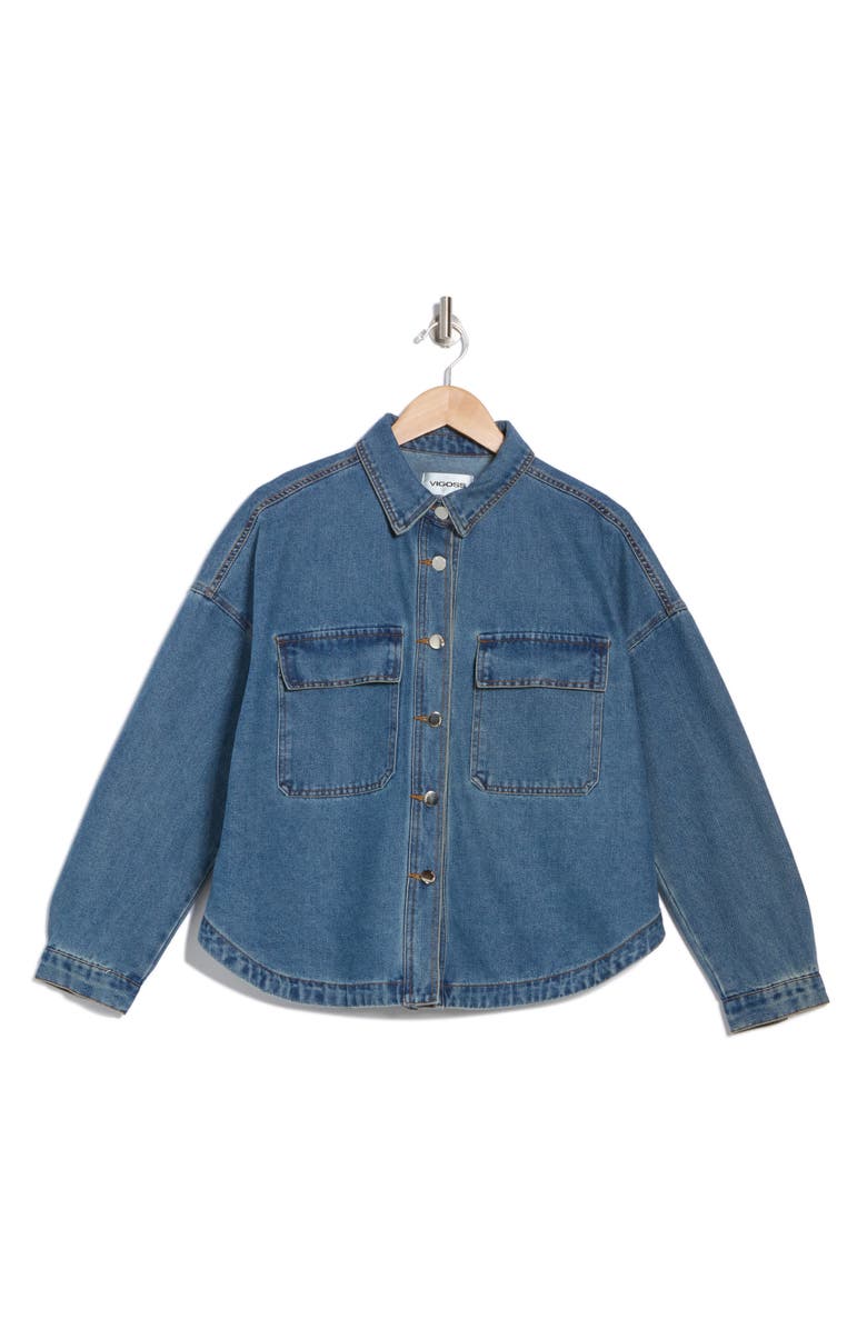 Vigoss Oversize Denim Shacket, Alternate, color, Medium Wash