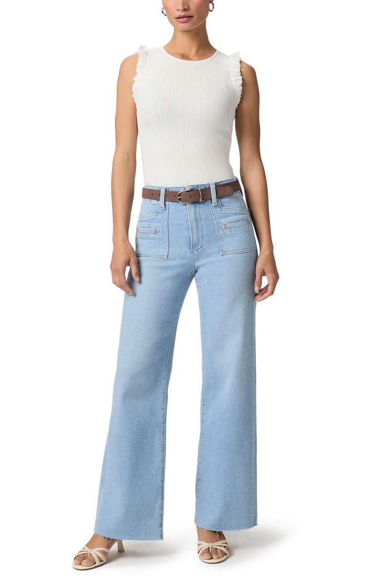 PAIGE Anessa Raw Hem Welt Pocket High Waist Wide Leg Jeans, Alternate, color, 