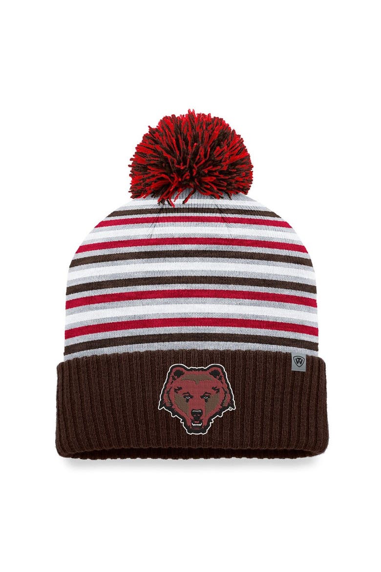 Men's Top of the World  Brown Brown Bears Dash Cuffed Knit Hat with Pom, Main, color, Brown