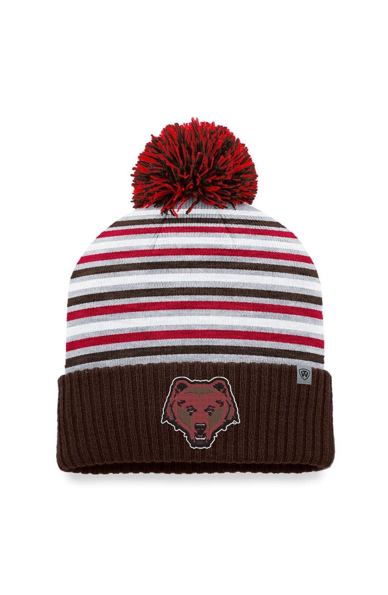 TOP OF THE WORLD Men's Top of the World  Brown Brown Bears Dash Cuffed Knit Hat with Pom, Main, color, Brown