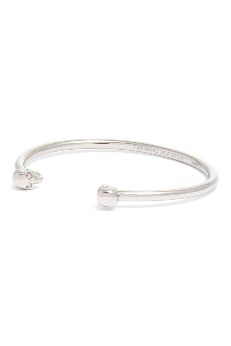 Alexander McQueen Thin Skull Cuff, Alternate, color, HEMATITE