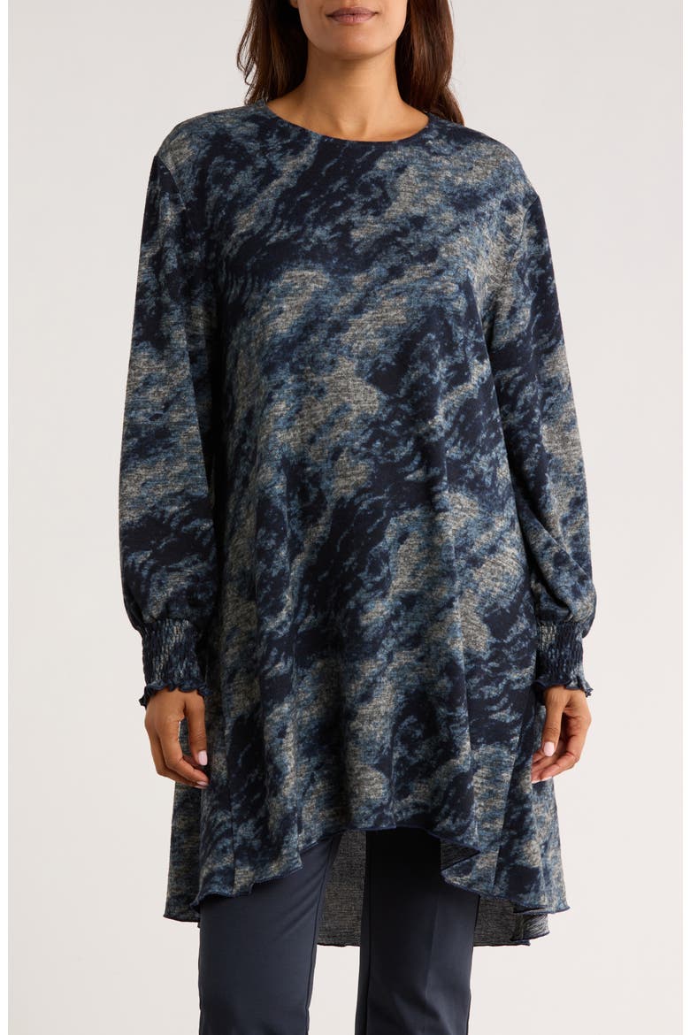 Long Sleeve Hacci Tunic Top, Main, color, BLUE