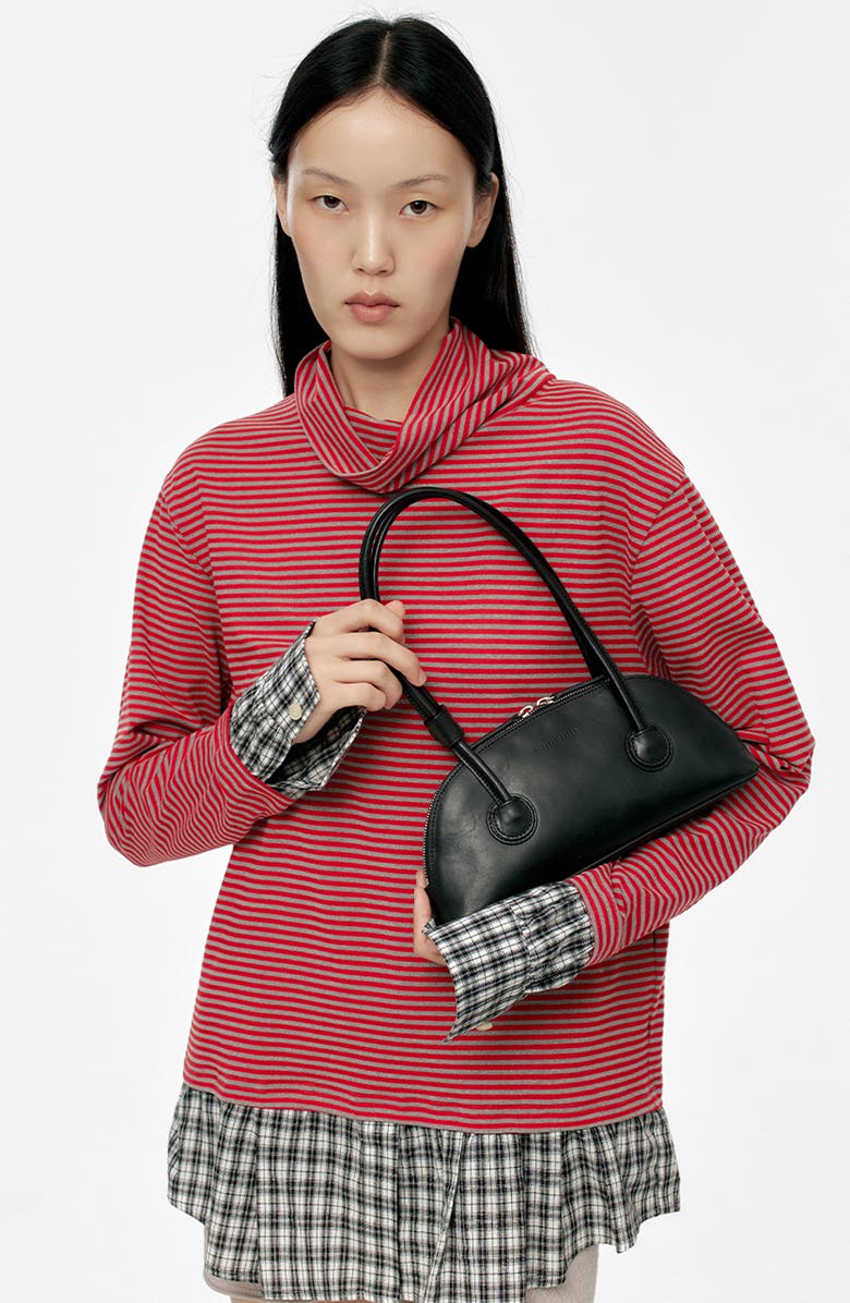 MARGESHERWOOD Bessette Leather Shoulder Bag, Alternate, color, Black Pull-Up