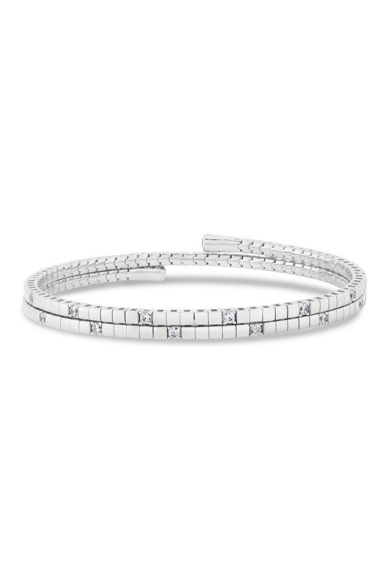 Pure Flex Three Row Cubic Zirconia Bracelet, Main, color, PURE PLATINUM / CLEAR STONE