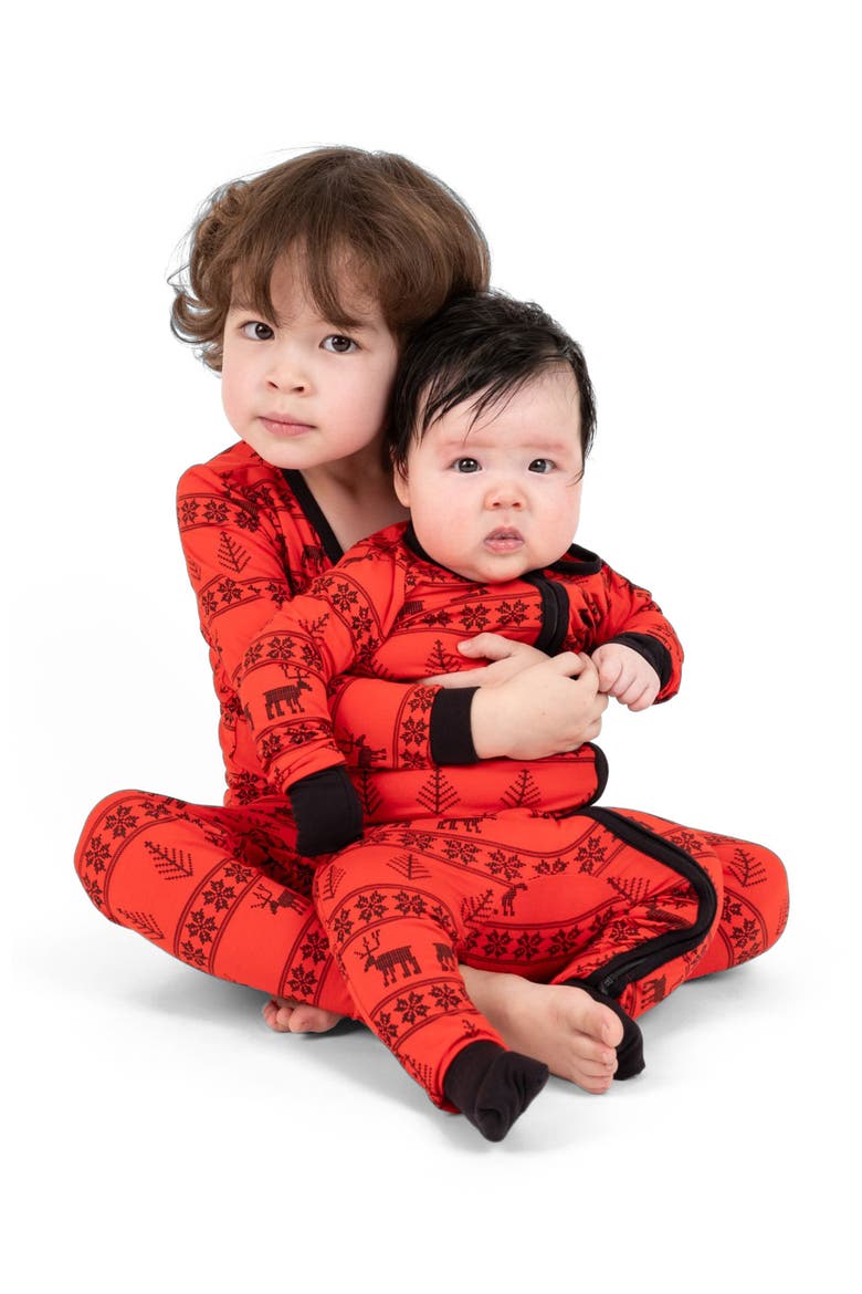 2-pc. Soft Stretch Viscose Cool Touch Matching Family Holiday Pajamas, Alternate, color, Reindeer Red