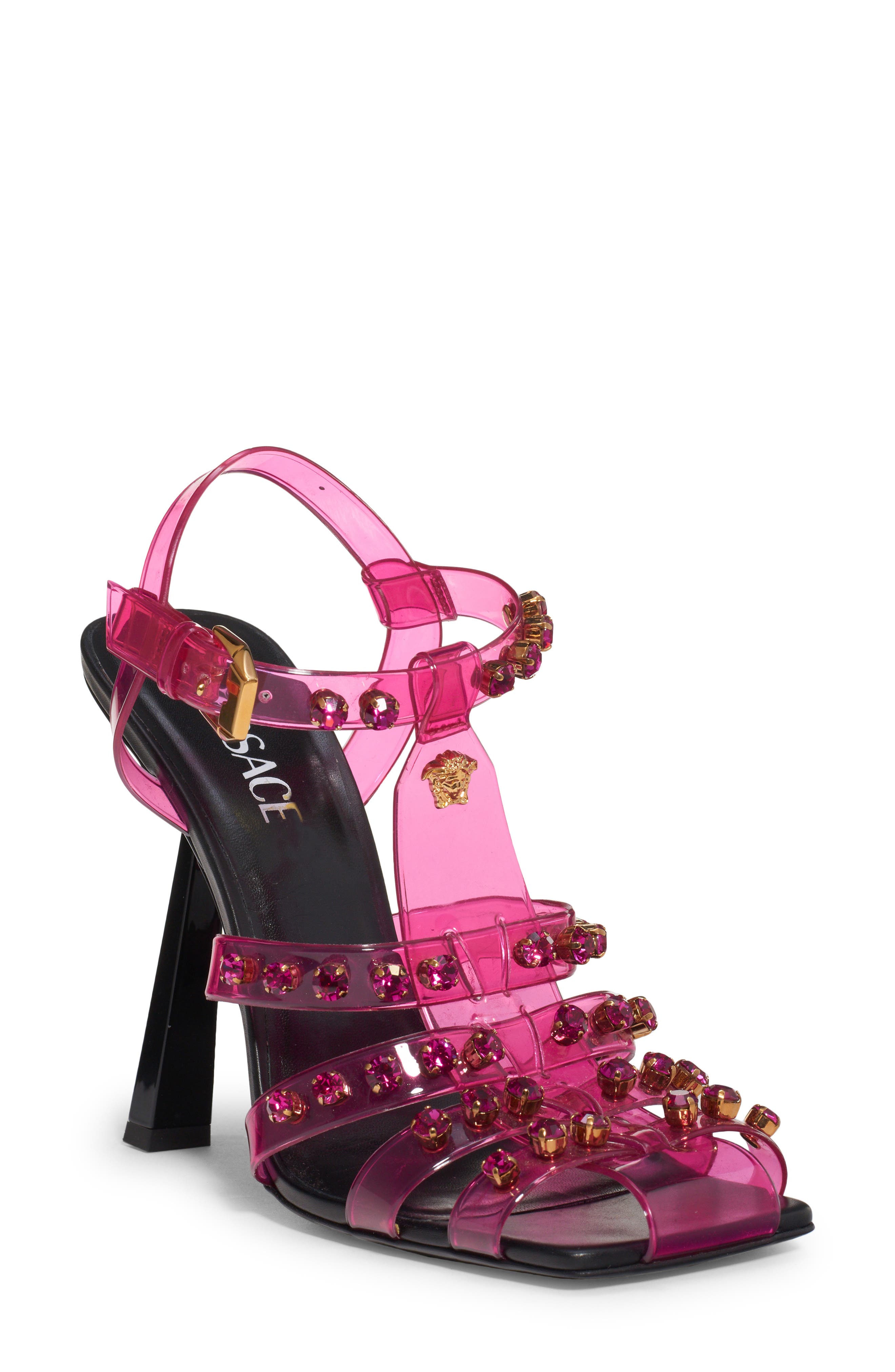 Versace Crystal Embellished Jelly Fisherman Sandal, Main, color, 