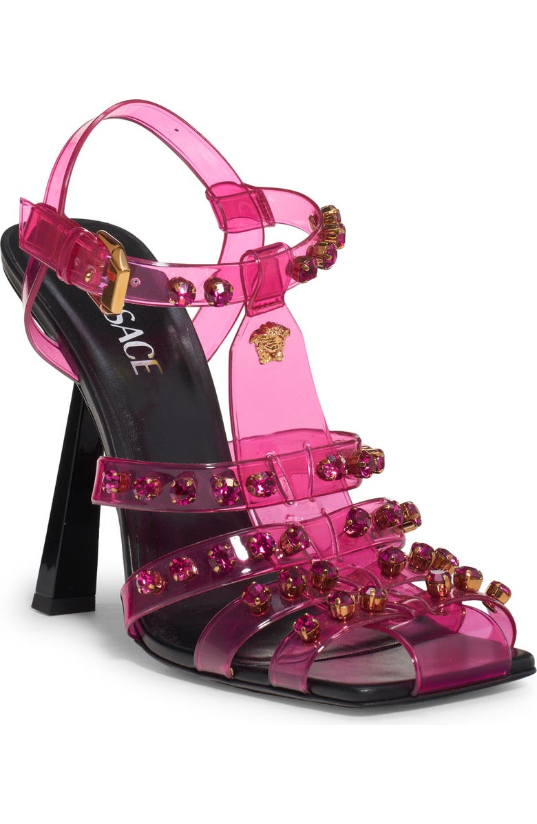 Versace Crystal Embellished Jelly Fisherman Sandal, Main, color,