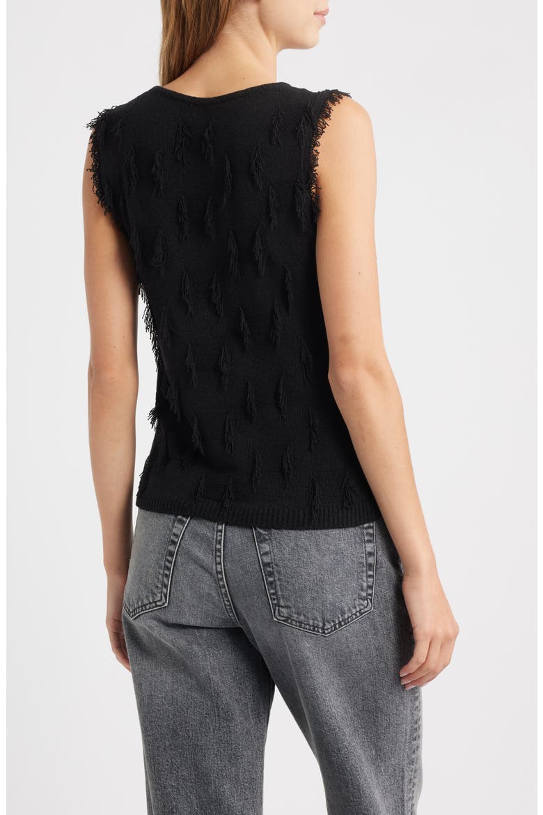 Vidana Fringe Texture Sweater Vest, Alternate, color, BLACK