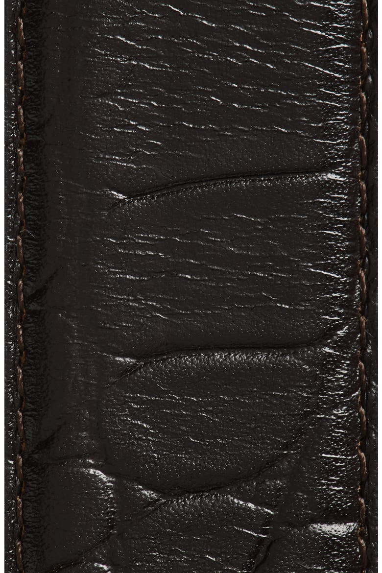 The Jordan Croc Embossed Leather Belt, Alternate, color, DK. BROWN/GOLD