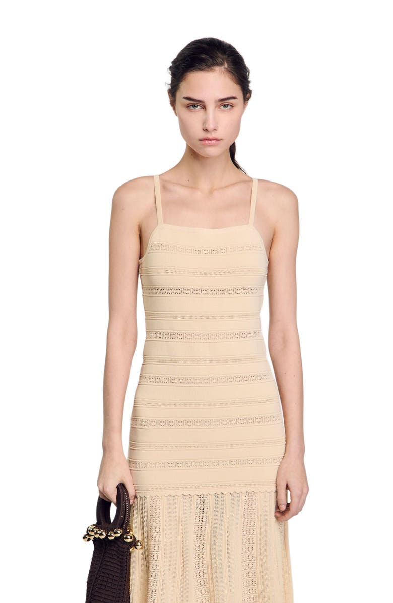 SANDRO Knit maxi dress, Alternate, color, Vanilla