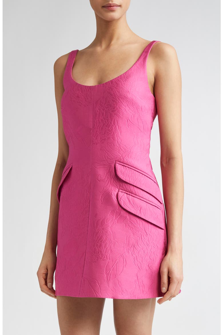 Talia Floral Cloqué Minidress, Alternate, color, HOT PINK